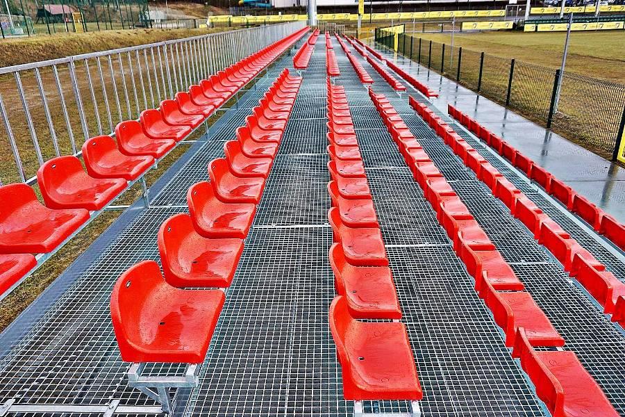high quality red medium back bleacher chairs for football stadium grandstand