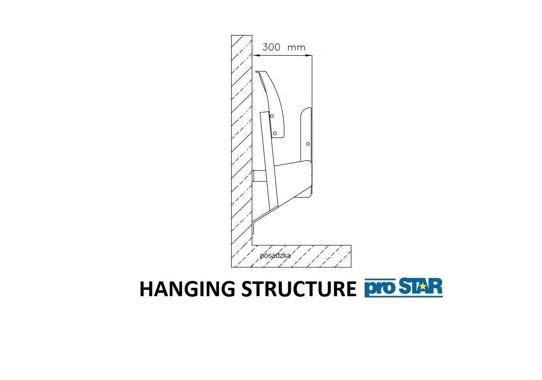 Folding stadium chair Olimp from Prostar technical drawing