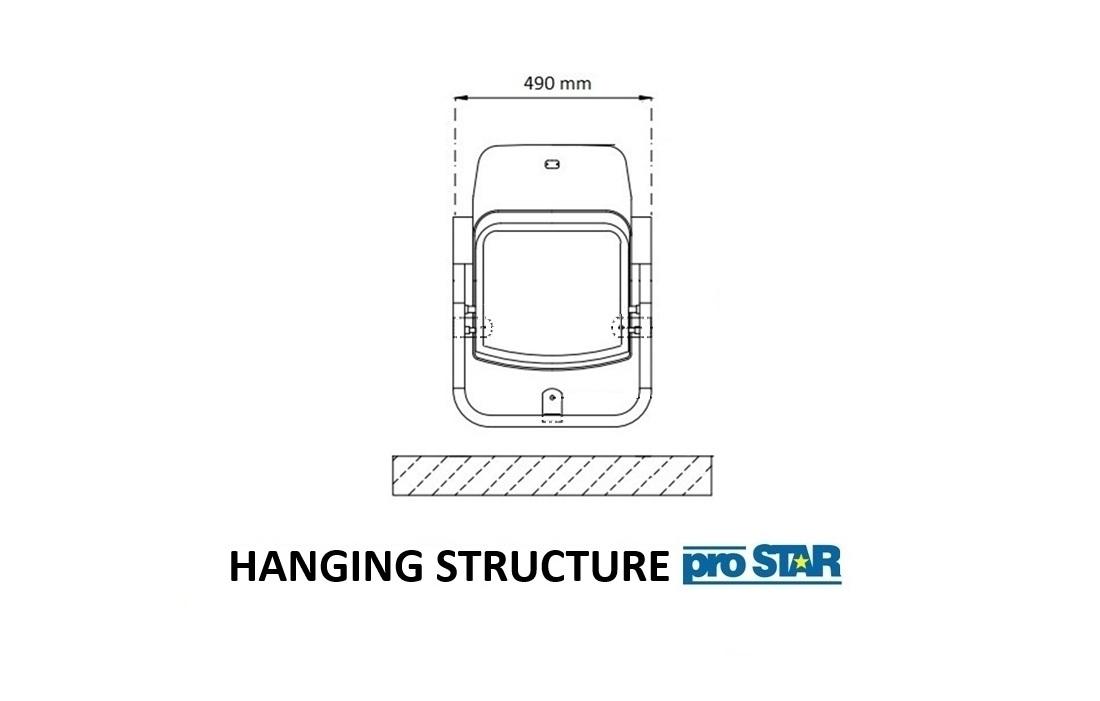 Folding stadium seat OLIMP hanging construction technical drawing