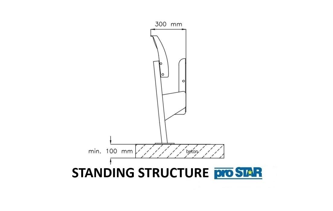 Folding stadium seats OLIMP technical drawing