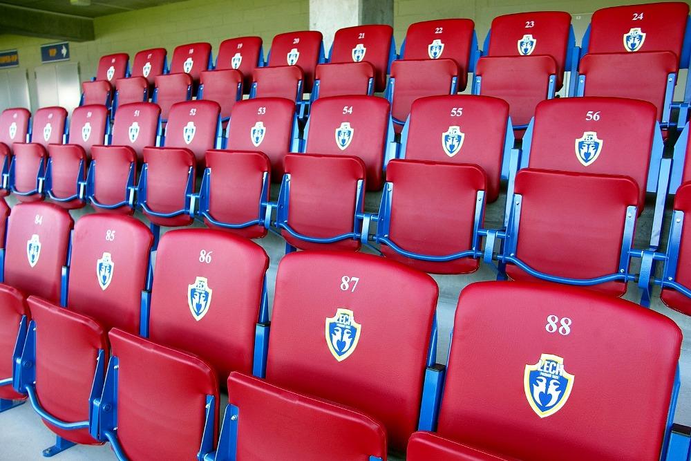 high quality folding VIP chairs with red waterproof upholstery for grandstands - football stadium