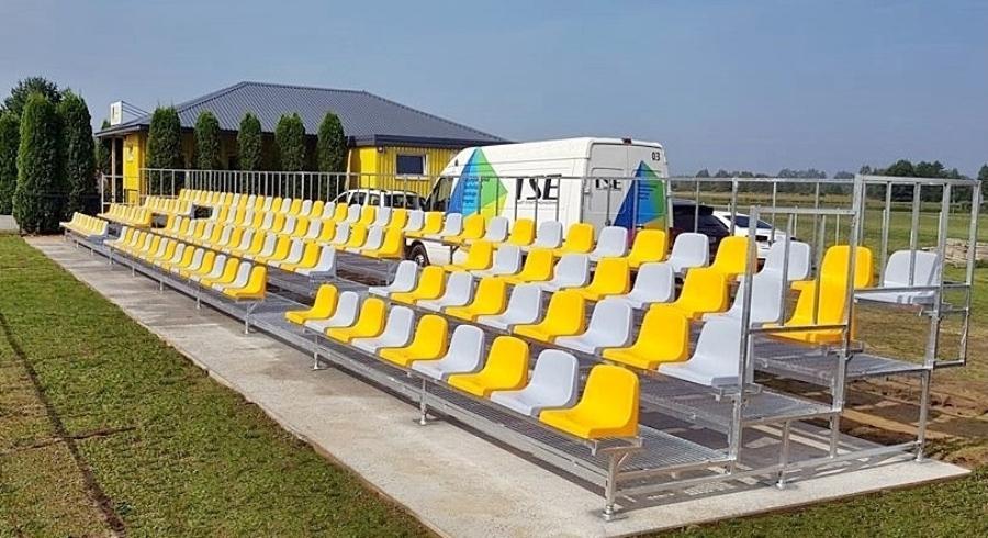 four-row metal stands for spectators and supporters - manufacturer