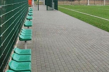 Stadium seats on a metal structure