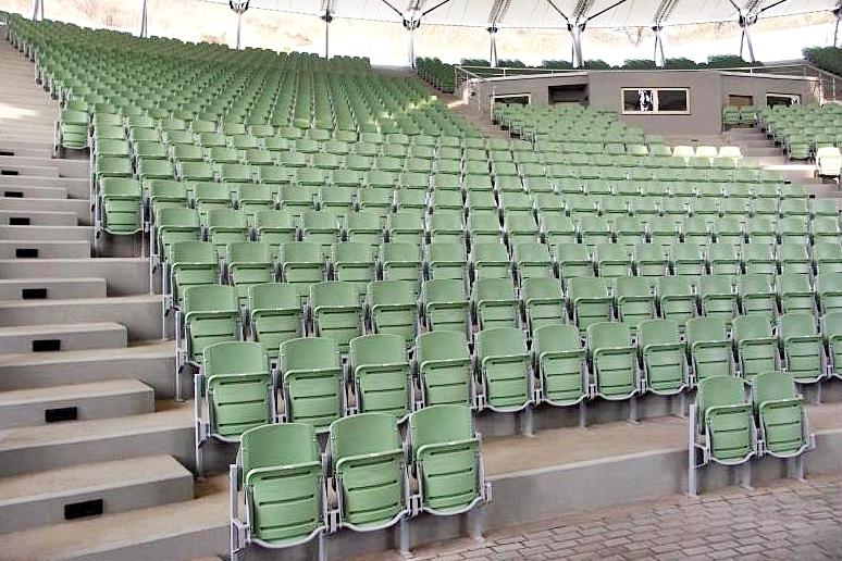 green plastic gravity folding chairs for spectators - sports and entertainment facilities - manufacturer
