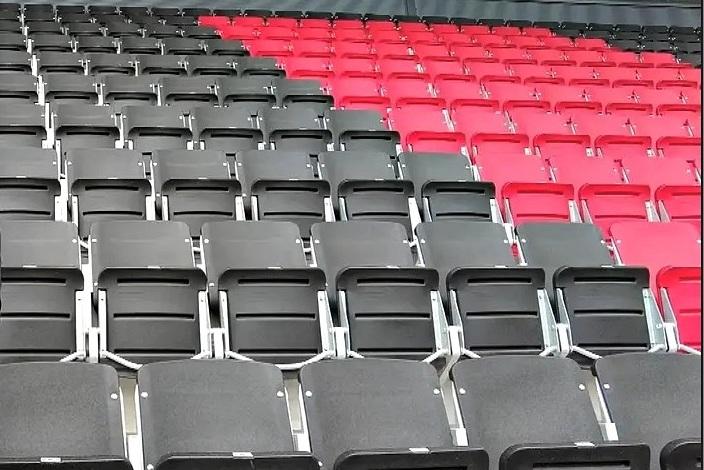black and red plastic gravity folding chairs - production blow molding - tribunes football stadium - manufacturer