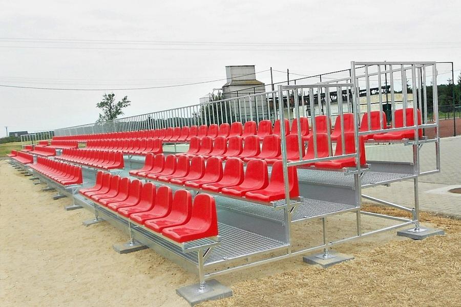 Metal auditorium with plastic spectator chairs for sporting events and shows - manufacturer